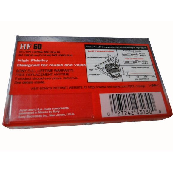 Lot of 7 Sony HF 60 Blank Cassette Tapes High Fidelity 60 Minute NEW Sealed - Picture 5 of 5